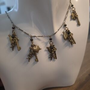 RARE VINTAGE PIDIDDLY LINKS CUPID HEARTS CHARM NECKLACE FOR VALENTINES DAY 16 IN